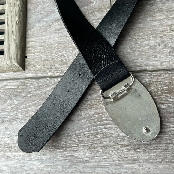 Cleo Black Silver Tone Leather Belt Made in Canada - Picture 9 of 16